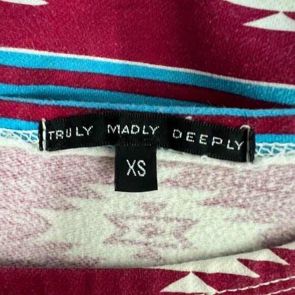 Truly Madly Deeply Aztec Print Bohemian Long Sleeve Women's Sweater/Top Size XS - Picture 5 of 8